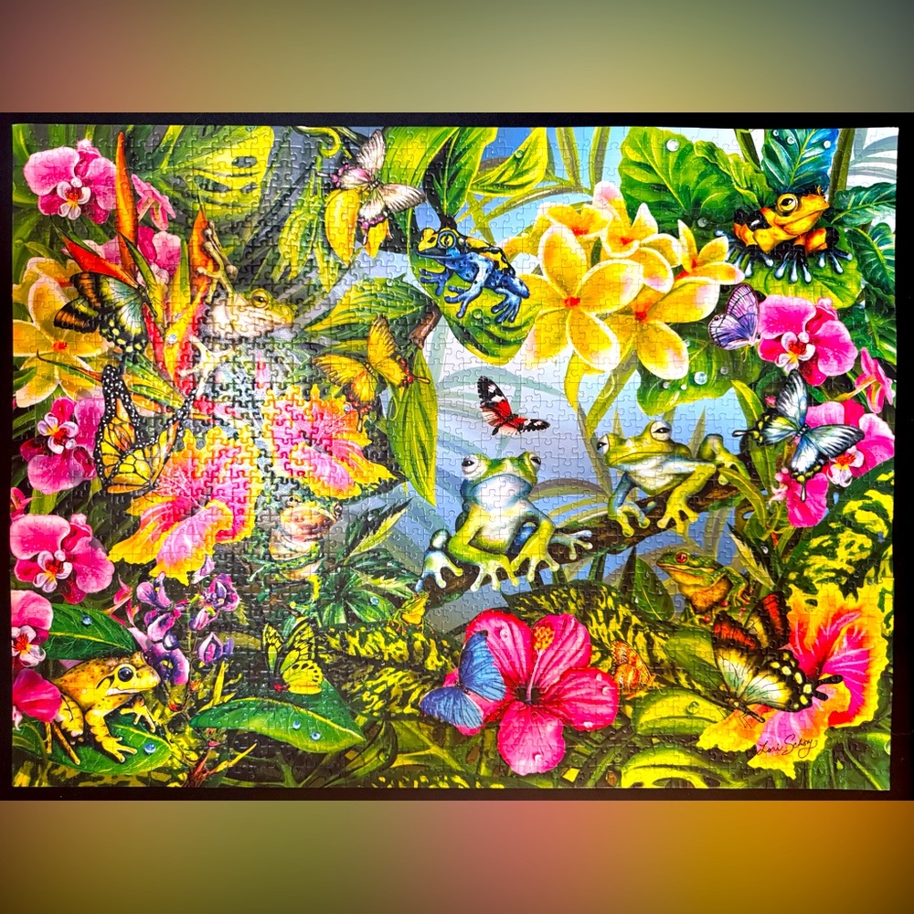 Puzzle attached to the ModPodge to decorate the wall